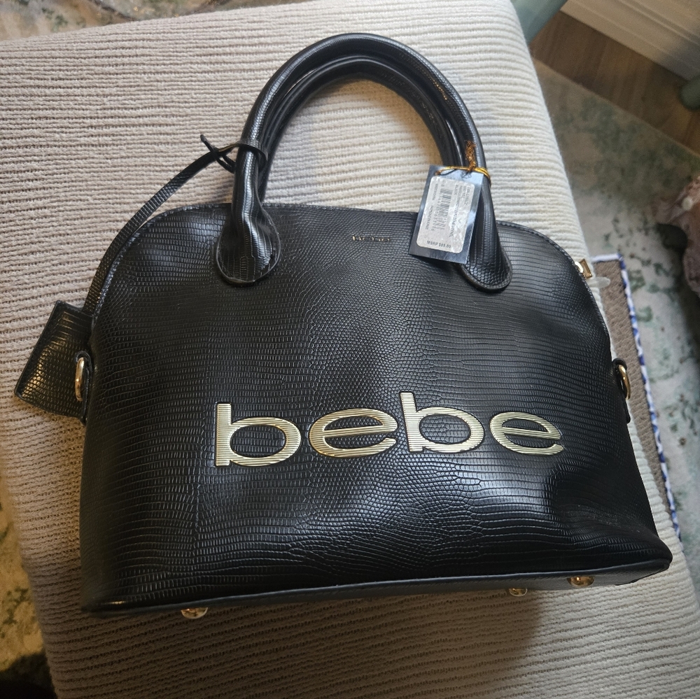 Bebe Black Satchel with Logo - Picture 5 of 9